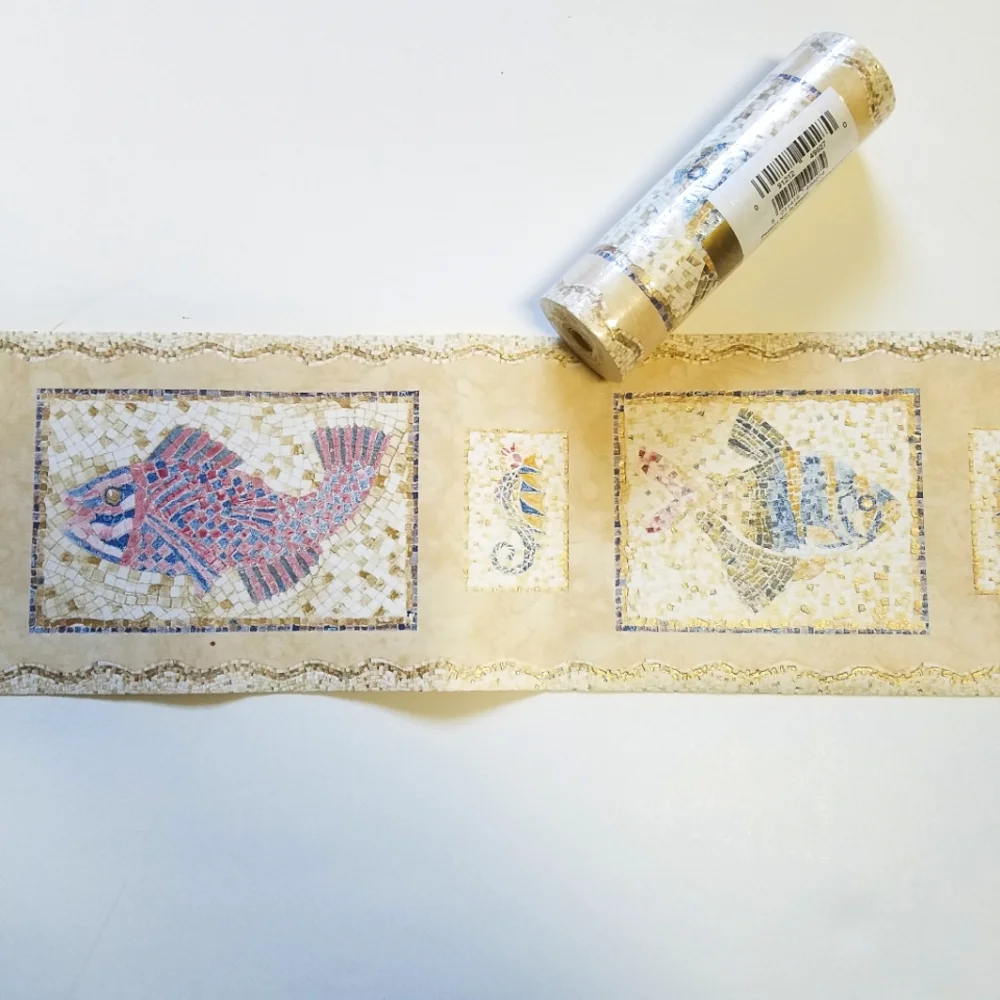 Wallpaper Border Mosaic Fish Bathroom